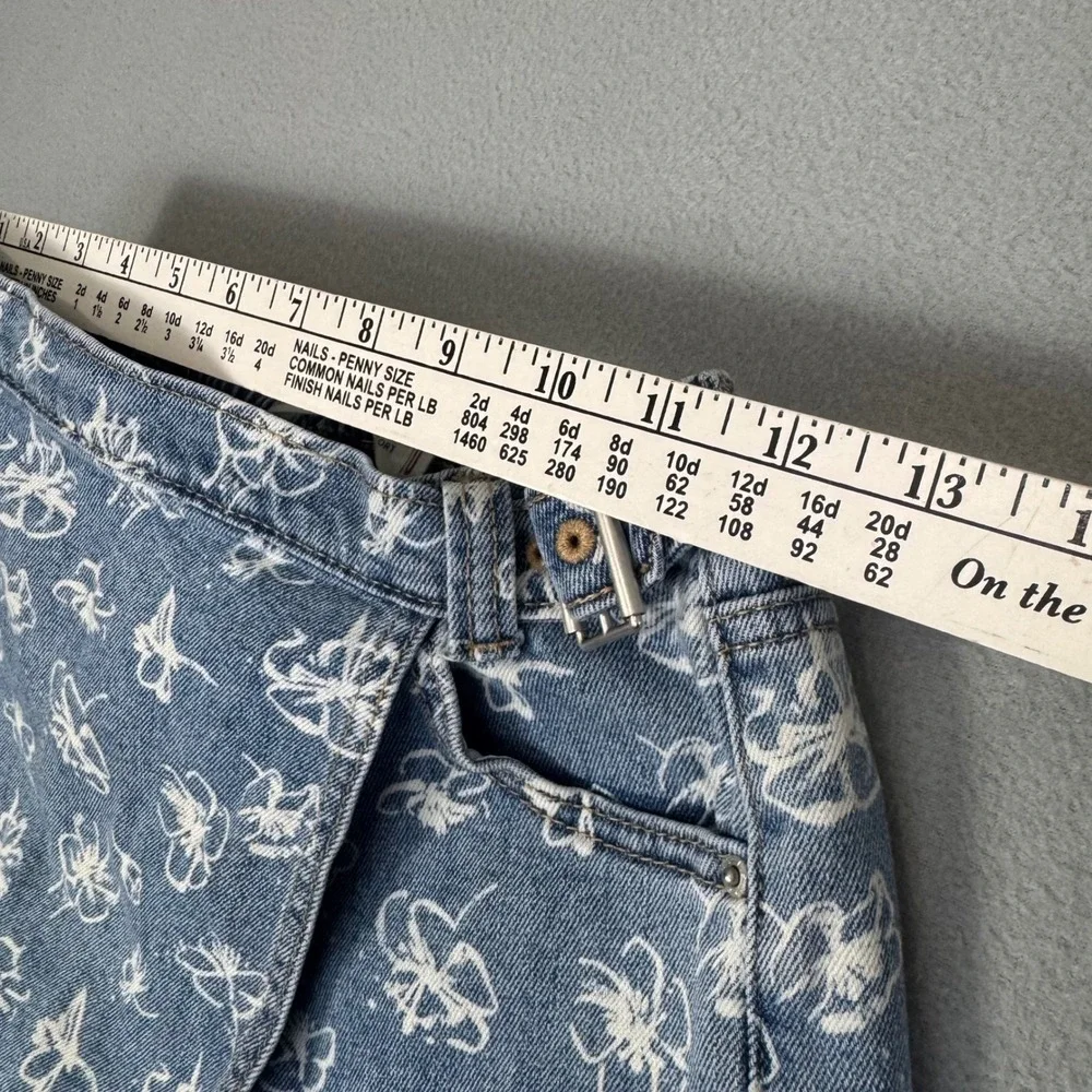 Signature by Levi Strauss Denim Skort Girls 10 Floral Print Buckle Wrap‎ Blue